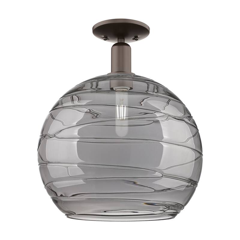 Innovations Lighting 716-1C-17-14 Athens Deco Swirl Semi-Flush Athens - Oil Rubbed Bronze / Light Smoke Deco Swirl