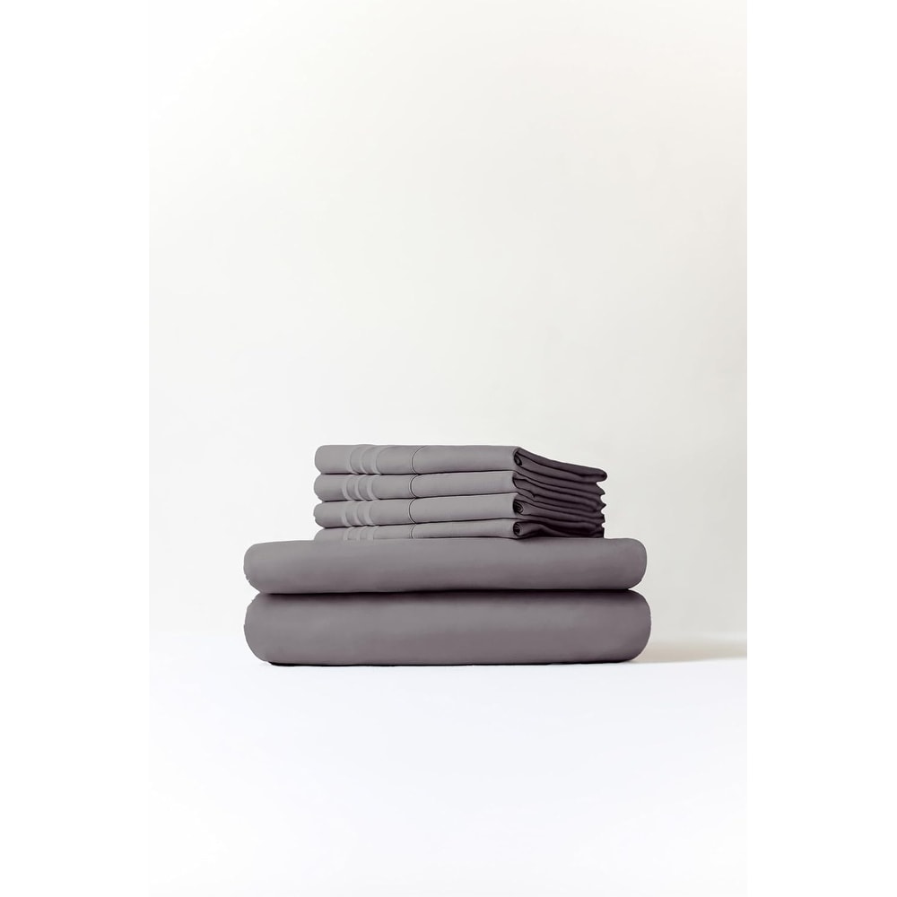 CGK Linens 6 Piece Solid Deep Pockets Microfiber, Easy-Fit Bed Sheet Set - Picture 289 of 396