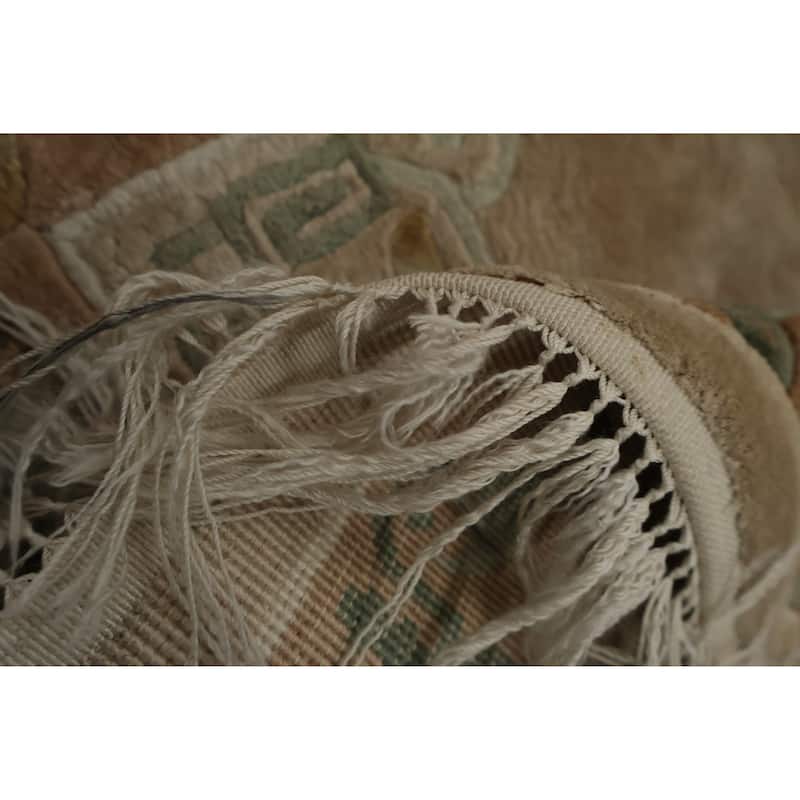 Hand Knotted Oriental 100% Silk Carpet Traditional Medallion Beige & Ivories Art Deco Area Rug - 3' 2'' X 2' 1''