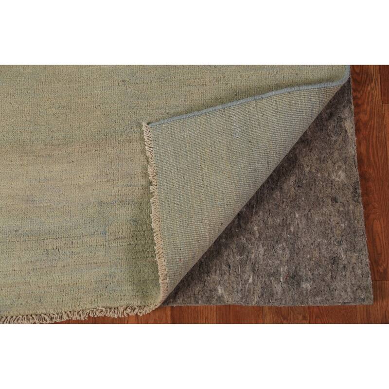 Solid Gabbeh Oriental Rug Handmade Solid Green Wool Carpet - 3'4" x 4'10"