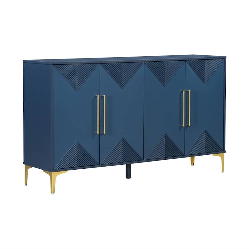 Wood 4-Door Cabinet with Metal Legs