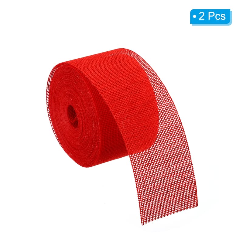 2pcs 2" Wide 11 Yards Burlap Fabric Ribbon Jute Crafts Roll Wrapping