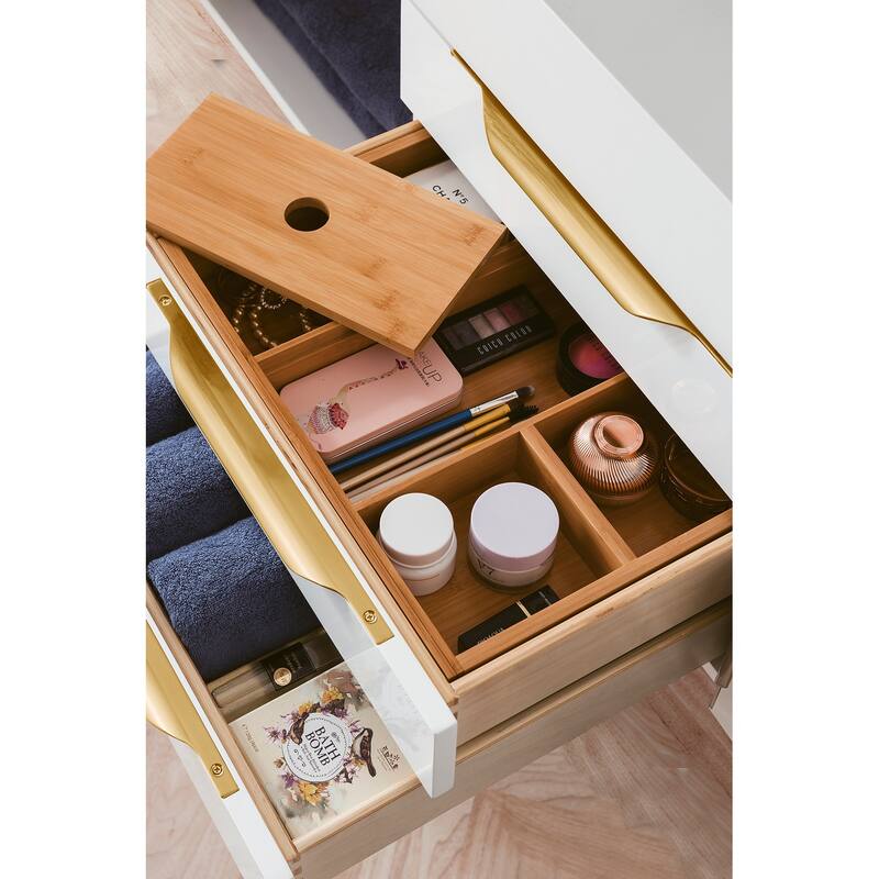 James Martin Vanities Mercer Island 59" Double Vanity, Glossy White with Radiant Gold Hardware