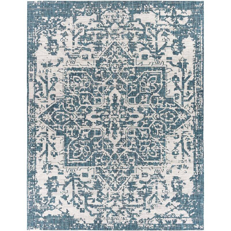 Livabliss Eagean Updated Traditional Medallion Indoor / OutdoorArea Rug