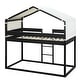 preview thumbnail 23 of 51, Solid Wood Twin Over Twin Bunk Bed with Tent, Playhouse Loft Bedframe