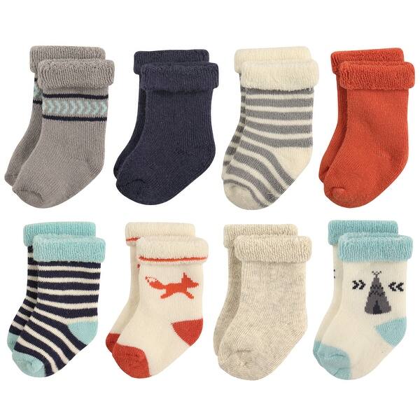 slide 1 of 1, Hudson Baby Infant Boy Cotton Rich Newborn and Terry Socks, Boy Fox 0-6 Months - Boy Fox