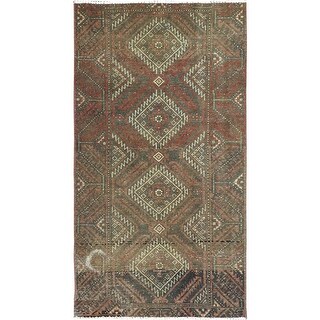Hand Knotted Brown Overdyed & Vintage with Wool Oriental Rug (3' x 5'5 ...