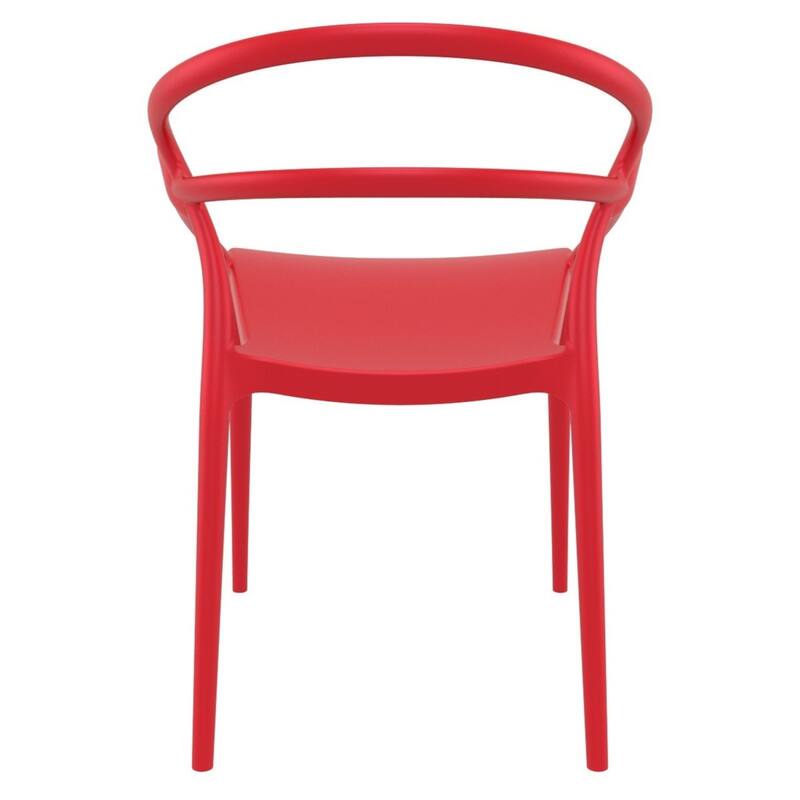 33" Red Outdoor Patio Round Dining Arm Chair
