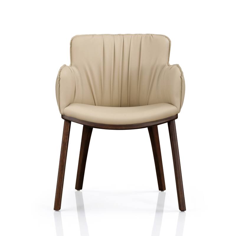 Furniture of America Abigail XIII Mid-Century Modern Solid Wood Beige Upholstered Dining Chairs (Set of 2)