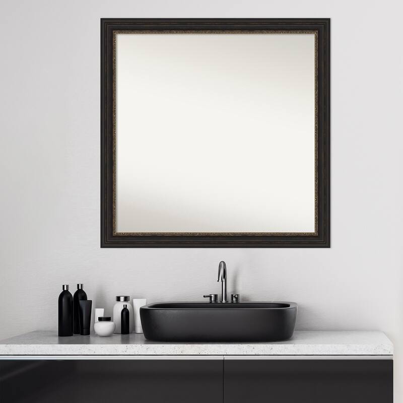Non-Beveled Bathroom Wall Mirror - Accent Bronze Narrow Frame