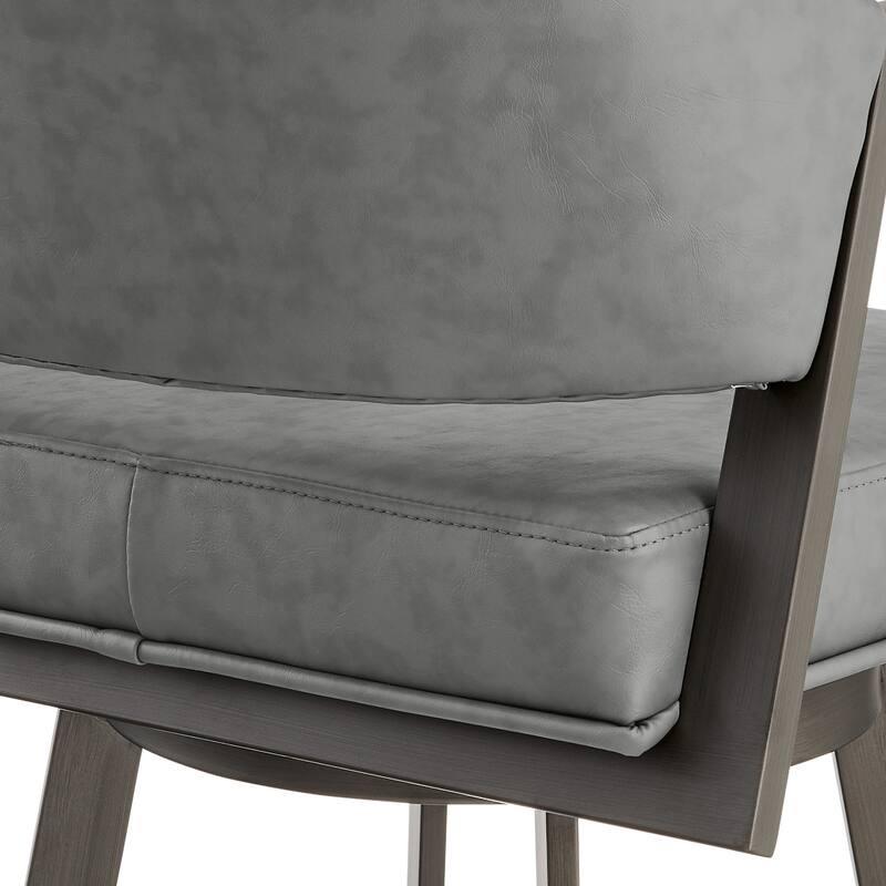 Marcy Swivel Counter Stool Chair, Gray Tufted Faux Leather
