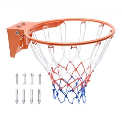 Orange Heavy Duty Q235 Wall Door Mounted Basketball Hoop with Nylon Net Perfect to Indoor or Outdoor Use