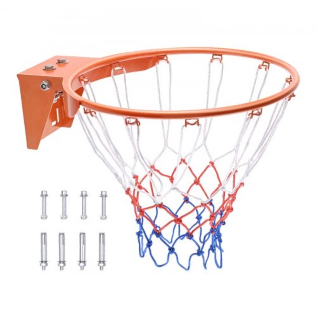 Orange Heavy Duty Q235 Wall Door Mounted Basketball Hoop with Nylon Net Perfect to Indoor or Outdoor Use