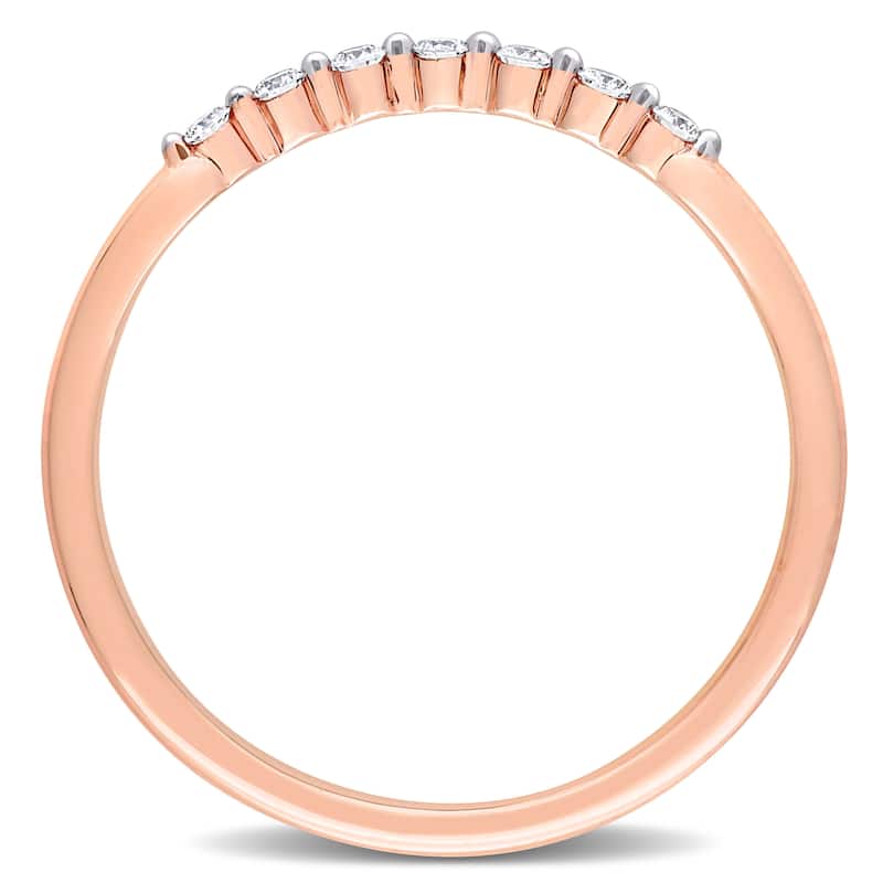 Miadora 14k Rose Gold 1/10ct TDW Diamond Stackable Semi-Eternity Wedding Band Ring