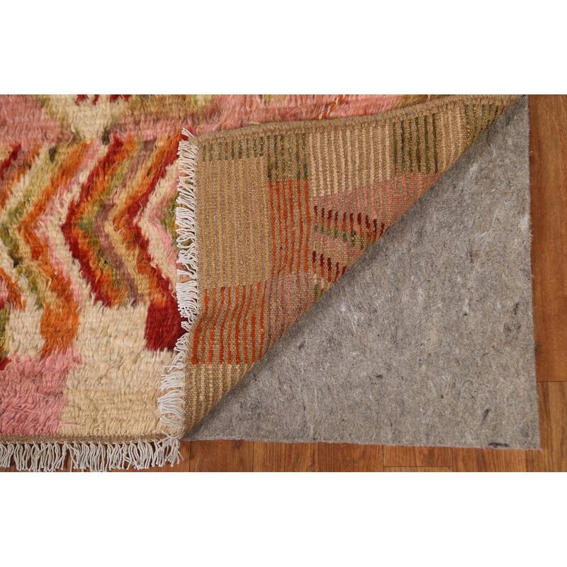 Hand Knotted Oriental 100% Wool Carpet Modern Geometric Multi-Colored Moroccan Area Rug - 8' 0'' X 5' 9''