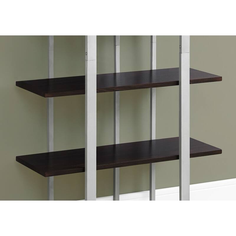 Bookshelf, Bookcase, Etagere, 4 Tier, 60"h, Office, Bedroom, Laminate, Metal, Contemporary, Modern