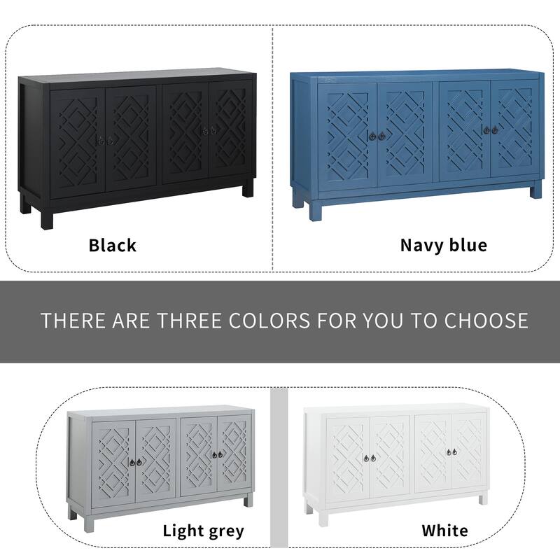 Nestfair 4 Door Buffet Cabinet Sideboard with Pull Ring Handles