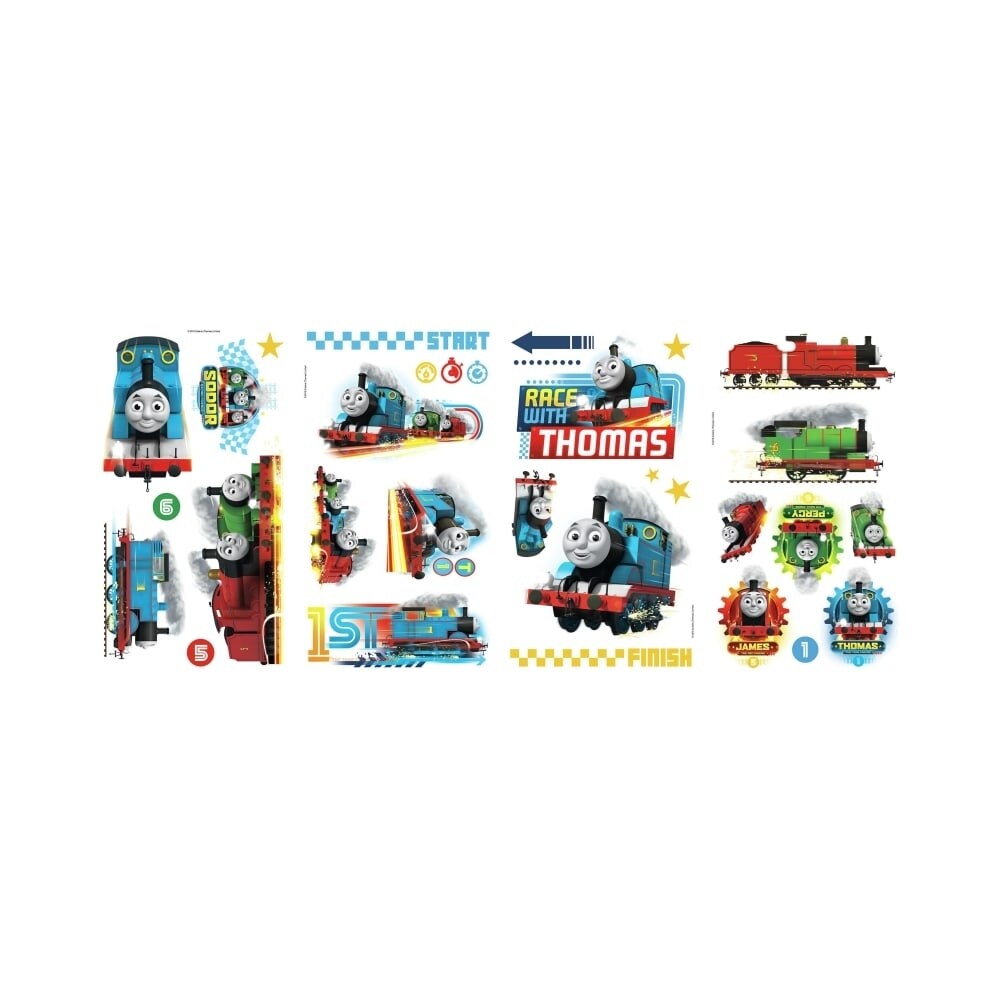 Shop Roommates Rmk3235scs Variable Sized Thomas And Friends Racing Self Adhesive Repositionable Vinyl Wall Decal Set Of 30 Overstock 16087788