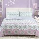 preview thumbnail 8 of 9, Lola Floral Pink Grey Cotton Quilt Bedding Set