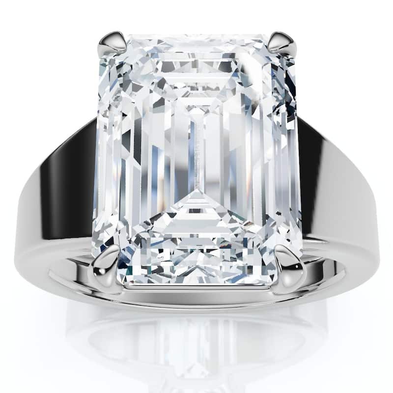 Bliss Diamond Certified 6Ct Emerald Cut Stephanie Diamond Engagement Ring Gold Lab Grown - 6 - White