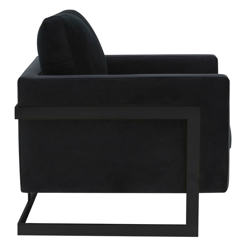 LeisureMod Lincoln Modern Velvet Arm Chair with Black Steel Frame - 35"