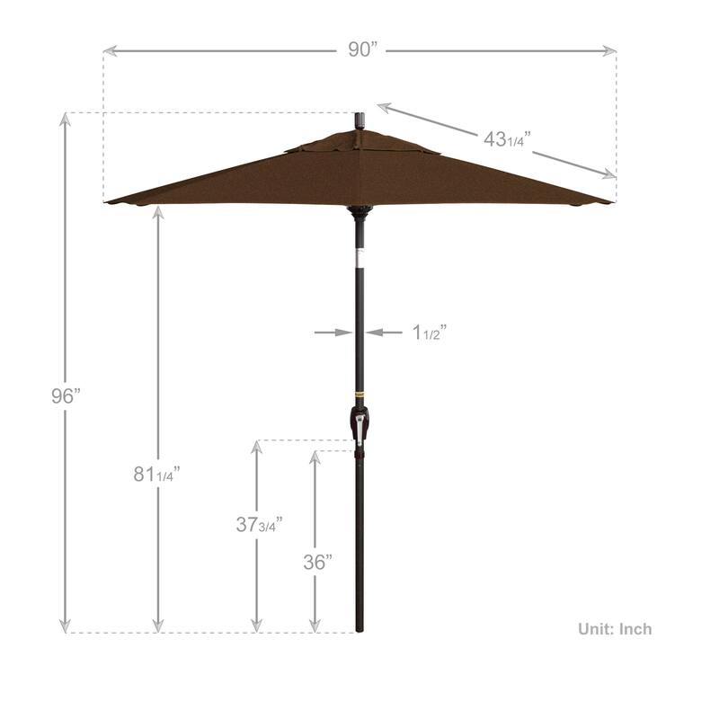 California Umbrella 7.5' Round Crank Lift Push Button Tilt Bronze Aluminum Patio Umbrella with Sunbrella Cilantro Fabric