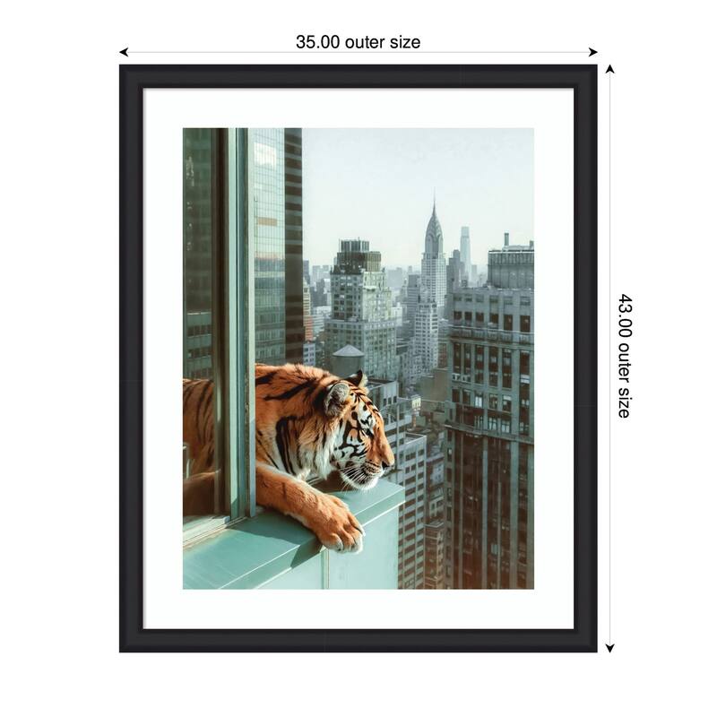 Kate and Laurel Framed Art Urban Tiger Overlooking Manhattan by Michael Schauer