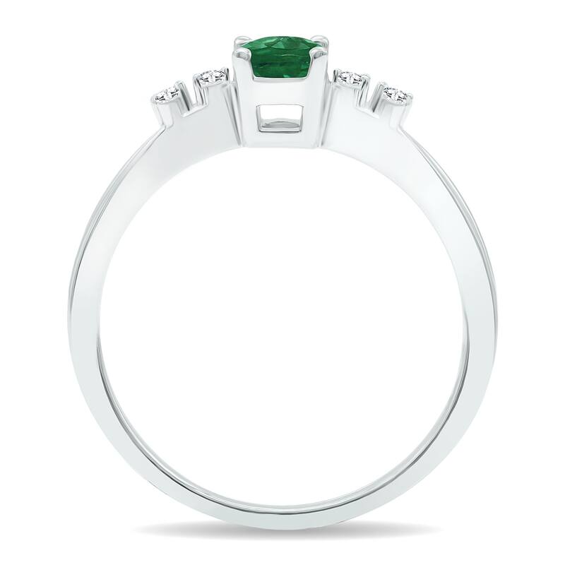 Women's Emerald and Diamond Sparkle Ring in 10K White Gold