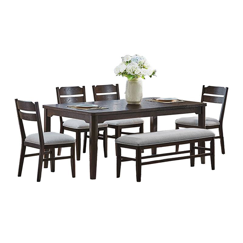 Hiun Dining Table, 72 Inch Rectangular Top w Tapered Legs, Oak Brown - Oak Brown