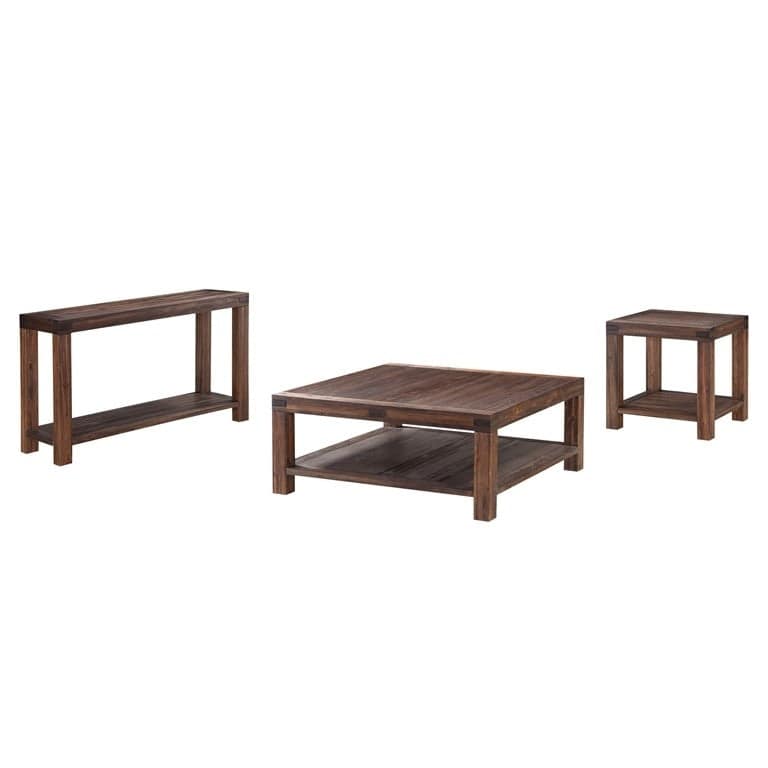 Livingston Rustic Modern Acacia Wood Square Coffee Table - Graphite