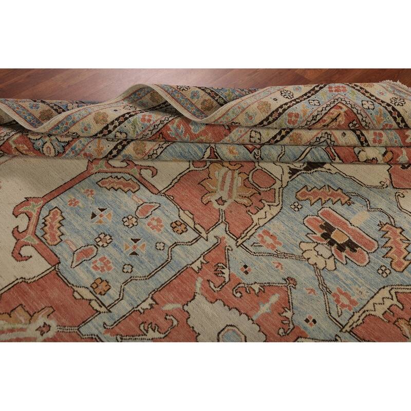 Vegetable Dye Heriz Serapi Rug Hand-Knotted Oriental Wool Carpet - 10'2"x 12'5"