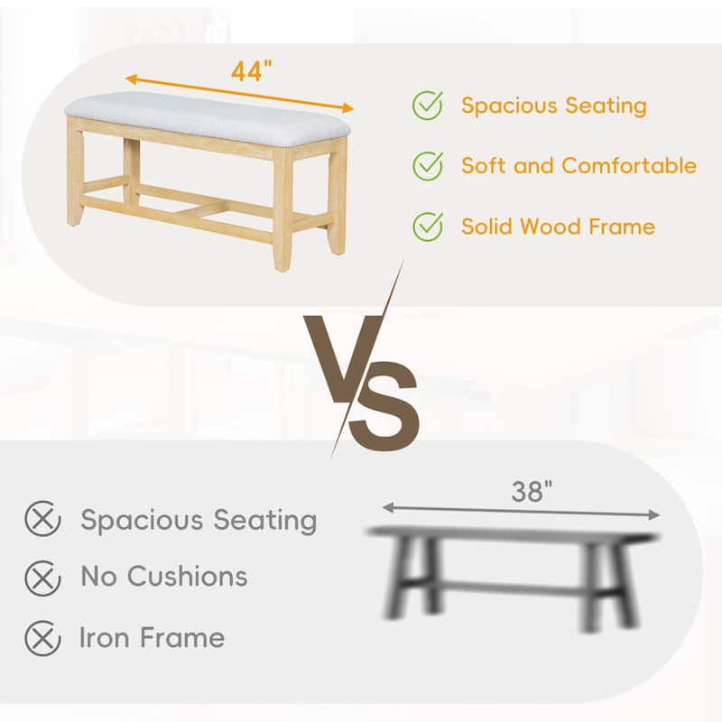 6PC Extendable Dining Table Set w/Removable Leaf and Upholstered Chair