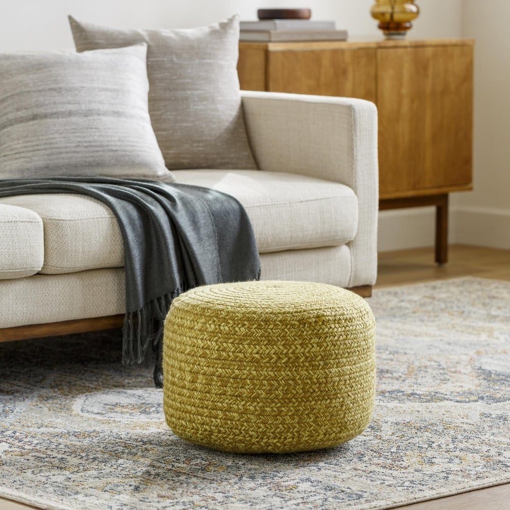 Livabliss Entwined Modern & Contemporary Solid Color Pouf