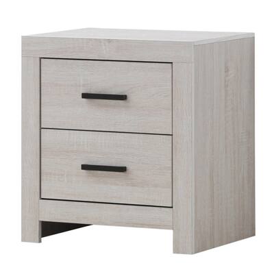 White 2 Drawer 21.75 in. W Nightstand with Sturdy Drawer Pulls