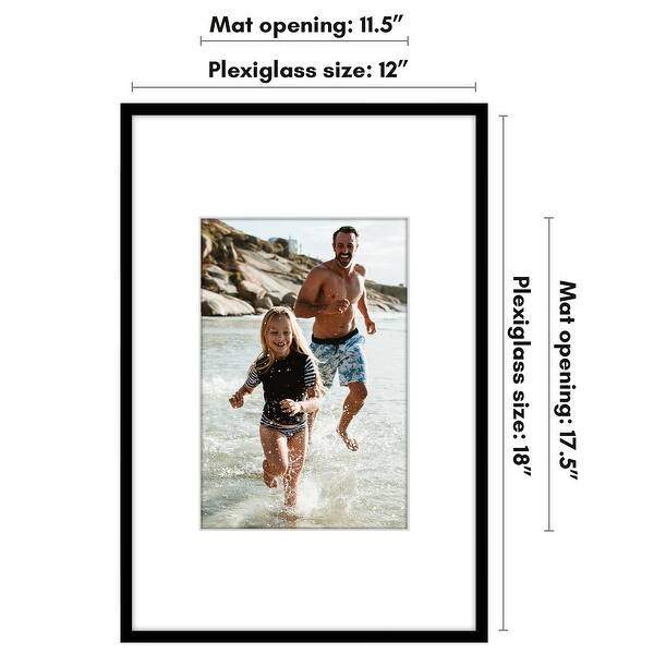 dimension image slide 6 of 7, Americanflat Picture Frame with Oversized Mat - Plexiglass Cover