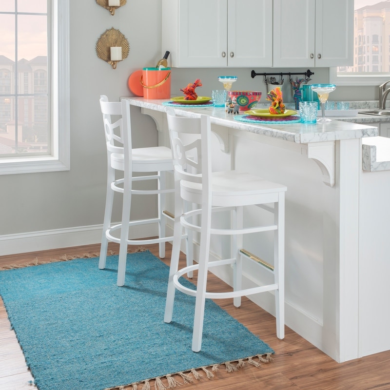 Linon Talyn White Barstool (Set of 2)