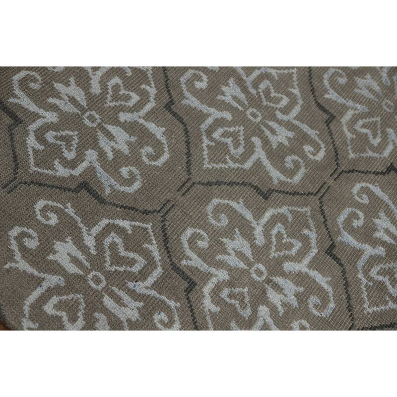 Hand-knotted Modern Wool Grey Geometric Area Rug Oriental Carpet - 7' 7'' X 5' 5''