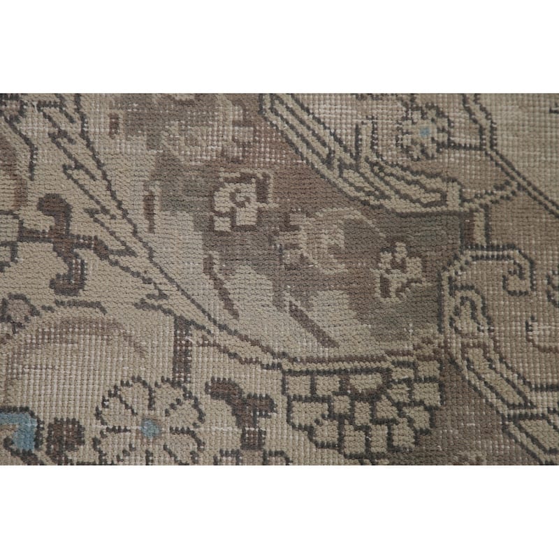 Distressed Traditional Tabriz Persian Vintage Rug Handmade Wool Carpet - 9'7" x 12'4"