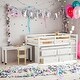 preview thumbnail 1 of 16, Modern Twin Size Loft Bed with Retractable Writing Desk and 4 Drawers and Lateral Portable Desk and Shelves White