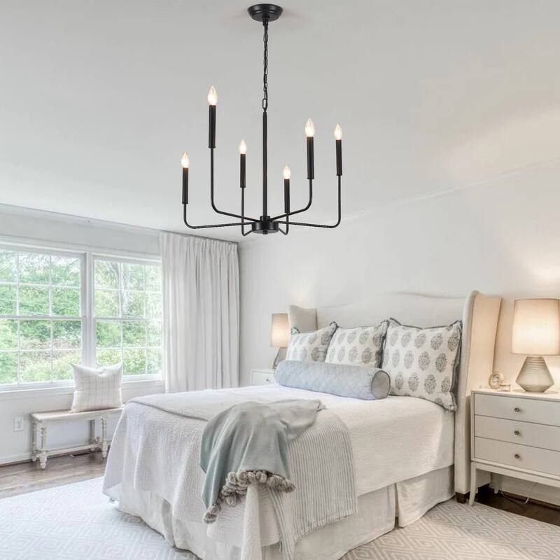 6-Light Candlestick Hanging Linear Chandelier Lighting Ceiling Light for Kitchen Island