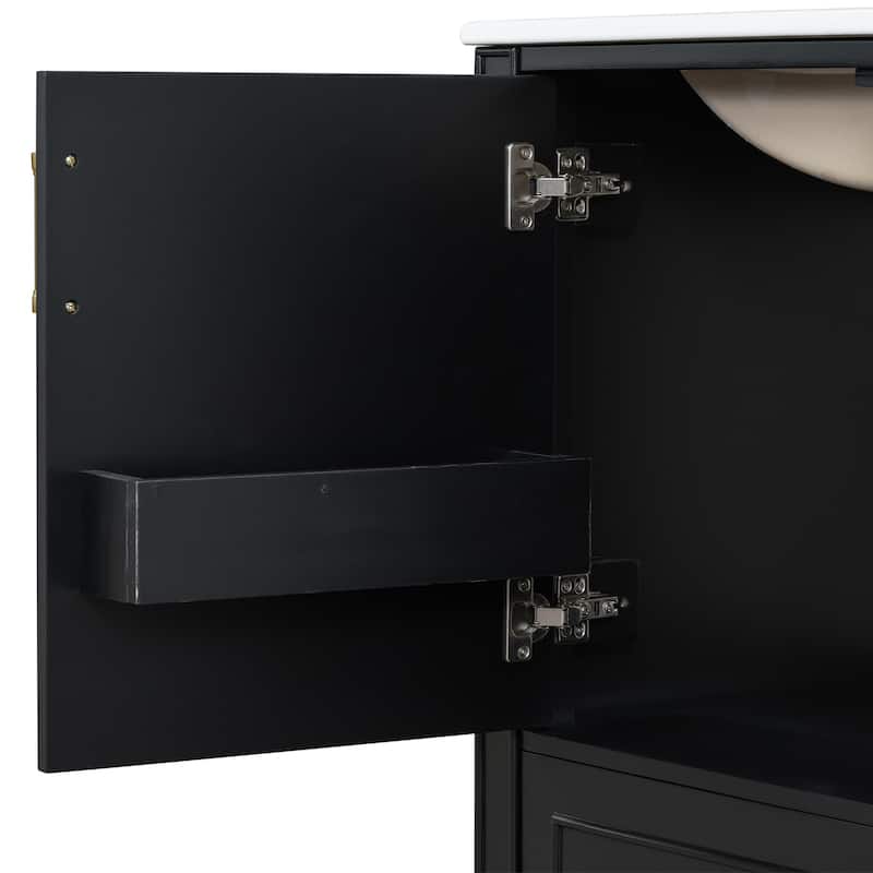 30" Bathroom Vanity with Ceramic Sink Combo, Soft-Close Door Bathroom Storage Cabinet with 3 Drawers