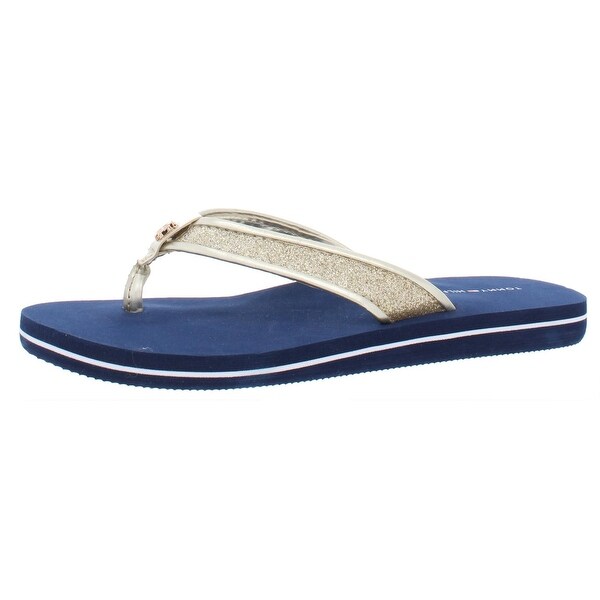 tommy hilfiger flip flops gold