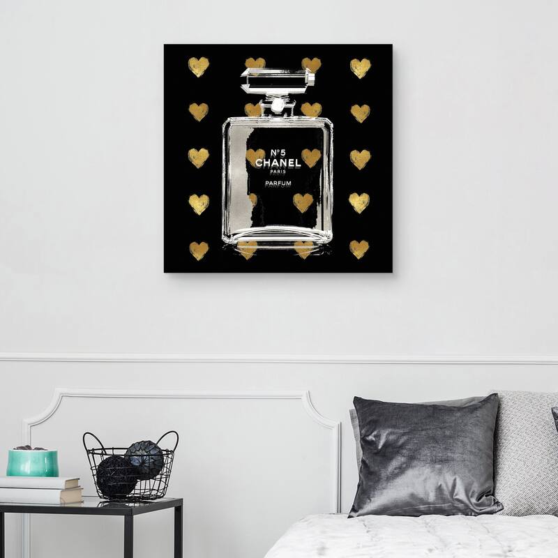 Gold Hearts on Black by Madeline Blake Canvas Art Print
