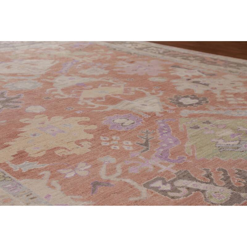 Hand Knotted Oriental 100% Wool Carpet Transitional All-Over Oranges & Rust Oushak Area Rug - 12' 0'' X 8' 11''