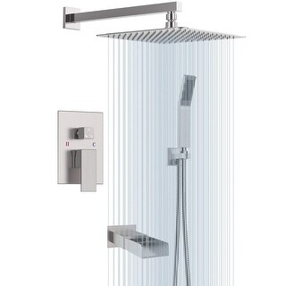 10" Brushed Bathroom wall mounted shower head system with faucet - Bed ...