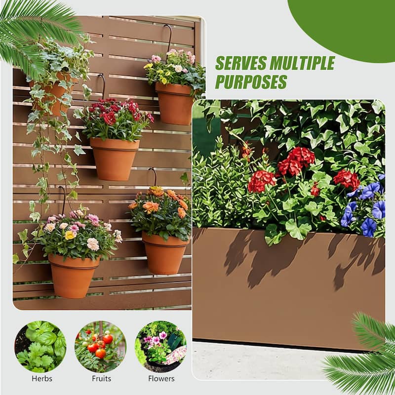 Metal Planter Box with Trellis Privacy Screen Planter Box Set of 2