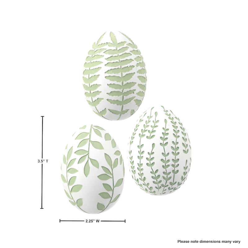 Resin Leaf Relief Egg 3.5" Set of 3