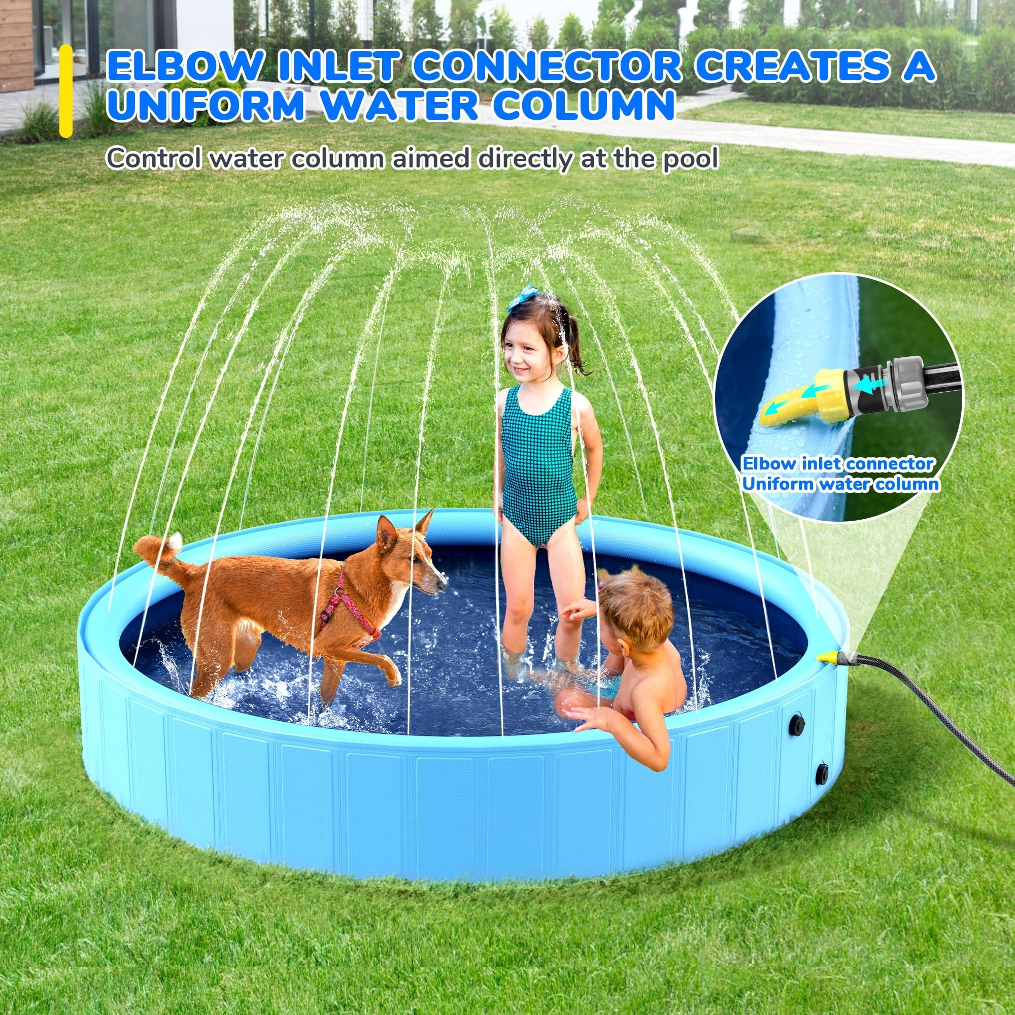 Hard Plastic Dog Pool, FWLWTWSS Kids Dog Sprinkler Splash Pad 59