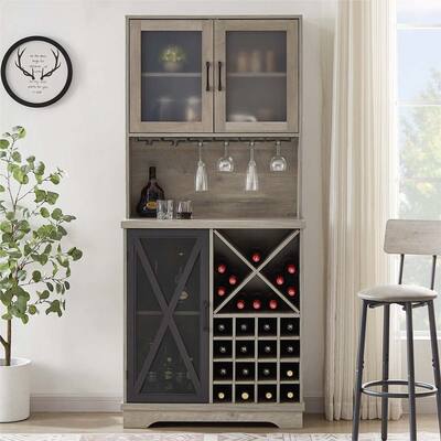 Farmhouse adjustable Shelf Wine Cabinet