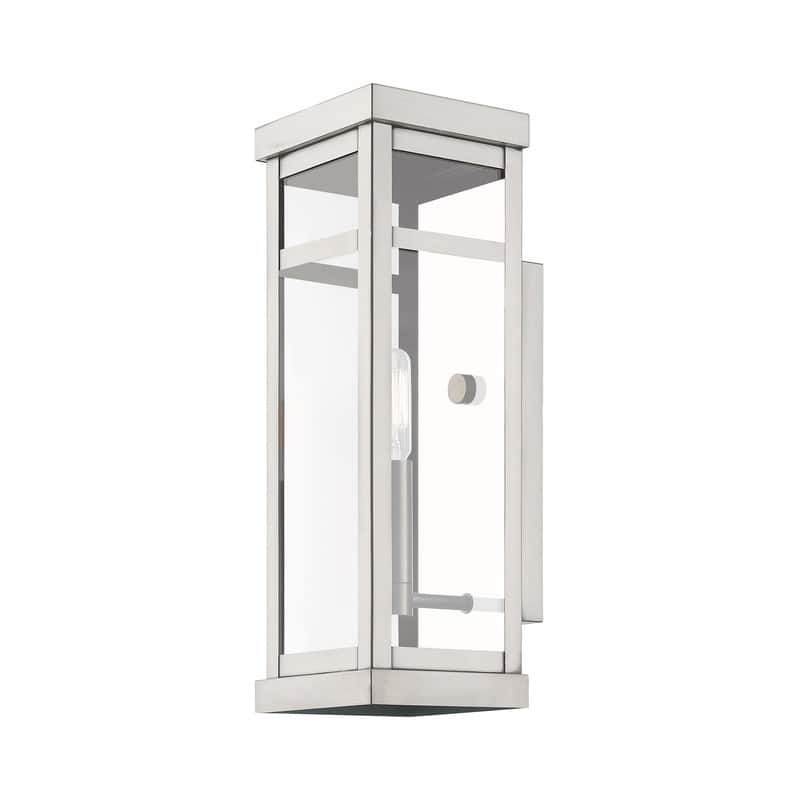 Livex Lighting 1-light Brushed Nickel Outdoor Wall Lantern, 20703-91 - 5" W X 15" H X 5.5" EXT